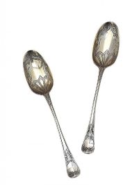 TWO ENGRAVED SILVER SPOONS at Ross's Online Art Auctions