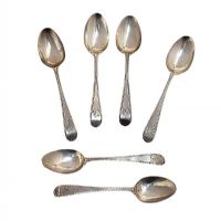 SIX SILVER TEA SPOONS, LONDON 1790 at Ross's Online Art Auctions