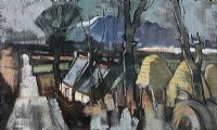 SNOW ON MUCKISH, WINTER LANDSCAPE by Robert Taylor Carson RUA at Ross's Online Art Auctions