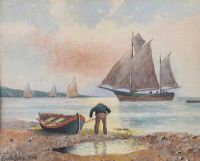 CLEANING THE BOAT by Edward Lewis at Ross's Online Art Auctions