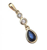 9CT GOLD SAPPHIRE AND DIAMOND PENDANT at Ross's Online Art Auctions