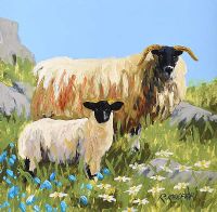 SHEEP & DAISIES by Ronald Keefer at Ross's Online Art Auctions