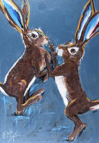 BOXING HARES by Eileen McKeown at Ross's Online Art Auctions