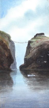 CARRICK A REDE ROPE BRIDGE, COUNTY ANTRIM by M. McGovern at Ross's Online Art Auctions