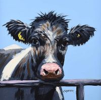 CALF ON BLUE by Ronald Keefer at Ross's Online Art Auctions