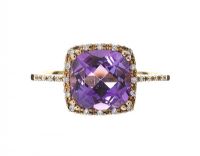 9CT GOLD AMETHYST AND DIAMOND RING at Ross's Online Art Auctions