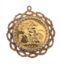 9CT GOLD MOUNTED HALF SOVEREIGN at Ross's Online Art Auctions