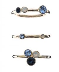 THREE STERLING SILVER BLUE SWAROVSKI CRYSTAL RINGS at Ross's Online Art Auctions