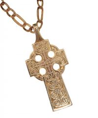 14CT GOLD CROSS ON 9CT GOLD CHAIN at Ross's Online Art Auctions