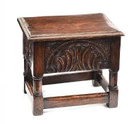 CARVED OAK STOOL at Ross's Online Art Auctions