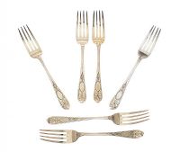 SIX IRISH SILVER DINNER FORKS at Ross's Online Art Auctions