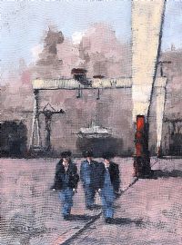 THREE YARDMEN by Colin H. Davidson at Ross's Online Art Auctions