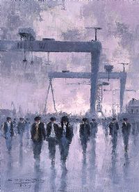 HARLAND & WOLFF AT DAWN by Colin H. Davidson at Ross's Online Art Auctions