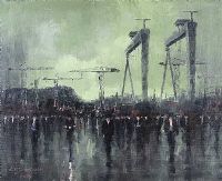 QUITTING TIME, HARLAND & WOLFF by Colin H. Davidson at Ross's Online Art Auctions