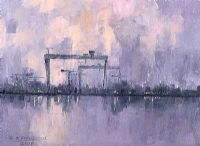 BELFAST DOCKS AFTER THE RAIN by Colin H. Davidson at Ross's Online Art Auctions