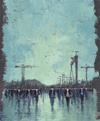 YARDMEN AT DUSK by Colin H. Davidson at Ross's Online Art Auctions