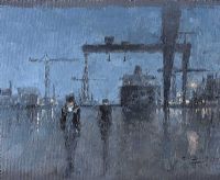 SHIPS IN THE NIGHT by Colin H. Davidson at Ross's Online Art Auctions