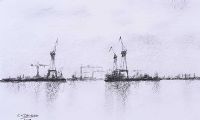 DISTANT CRANES by Colin H. Davidson at Ross's Online Art Auctions