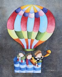 THREE MUSICIANS IN BALLOON by Russian School at Ross's Online Art Auctions