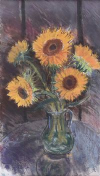 STILL LIFE, SUNFLOWERS by Hilary Bryson at Ross's Online Art Auctions