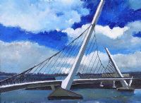 THE PEACE BRIDGE, DERRY by Sean Lorinyenko at Ross's Online Art Auctions
