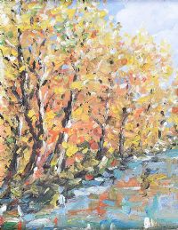 AUTUMN TREES ALONG THE BANKS OF THE RIVER ESKE by Sean Lorinyenko at Ross's Online Art Auctions