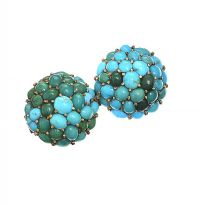 GOLD-TONE TURQUOISE BROOCH at Ross's Online Art Auctions