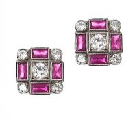 18CT WHTIE GOLD RUBY AND DIAMOND EARRINGS at Ross's Online Art Auctions