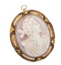 14CT GOLD MOUNTED CAMEO BROOCH at Ross's Online Art Auctions