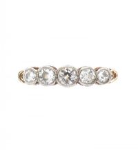 18CT GOLD FIVE STONE DIAMOND RING at Ross's Online Art Auctions