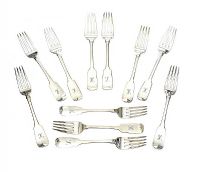 SET OF TWELVE IRISH SILVER FORKS at Ross's Online Art Auctions