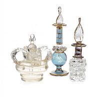 THREE VENETIAN GLASS PERFUME BOTTLES at Ross's Online Art Auctions