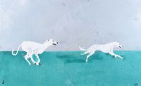 GREYHOUNDS CHASING THE HARE by Jeff Adams at Ross's Online Art Auctions
