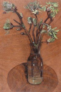 STILL LIFE, CARAFE WITH EMERGING CHESTNUT BUDS by Hilary Bryson at Ross's Online Art Auctions