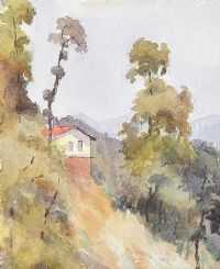 HOUSE ON THE HILLSIDE by Lydia de Burgh RUA UWS at Ross's Online Art Auctions