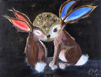 KISSING HARES by Eileen McKeown at Ross's Online Art Auctions