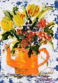 ORANGE TEA POT by Lynda Cookson at Ross's Online Art Auctions