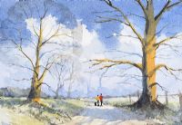 OUT FOR A STROLL, AUTUMN MORNING by Frank Halliday at Ross's Online Art Auctions