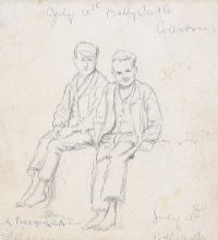TWO SEATED BOYS AT BALLYCASTLE, COUNTY ANTRIM by Sophia Rosamund Praeger HRHA HRUA at Ross's Online Art Auctions