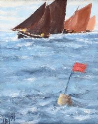 HOOKERS ROUNDING THE BOUY by Irish School at Ross's Online Art Auctions