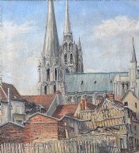 CATHEDRAL & ROOFTOPS by Tobias Everet Spence at Ross's Online Art Auctions
