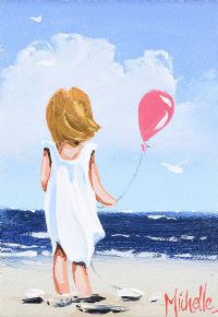 GIRL WITH PINK BALLOON by Michelle Carlin at Ross's Online Art Auctions