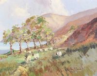 SHEEP ON THE ANTRIM COAST by John T. Bannon at Ross's Online Art Auctions