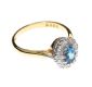 18CT GOLD DIAMOND AND SWISS BLUE TOPAZ CLUSTER RING at Ross's Online Art Auctions
