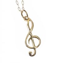 9CT GOLD 'TREBLE CLEF' PENDANT at Ross's Online Art Auctions