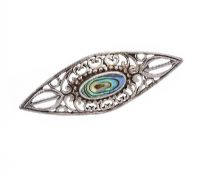 PIERCED SILVER ABALONE SHELL BROOCH at Ross's Online Art Auctions