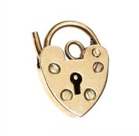 9CT GOLD HEART PADLOCK CHARM at Ross's Online Art Auctions