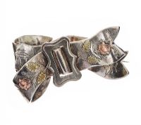 SILVER BROOCH WITH A GOLD LEAF DESIGN at Ross's Online Art Auctions