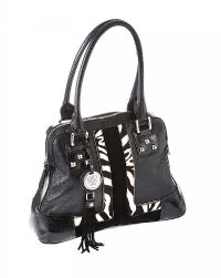 SHARIF 1827' BLACK LEATHER HANDBAG WITH PONY SKIN DETAILING at Ross's Online Art Auctions