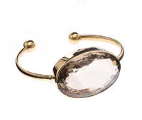 14CT GOLD BANGLE SET WITH SMOKY QUARTZ at Ross's Online Art Auctions